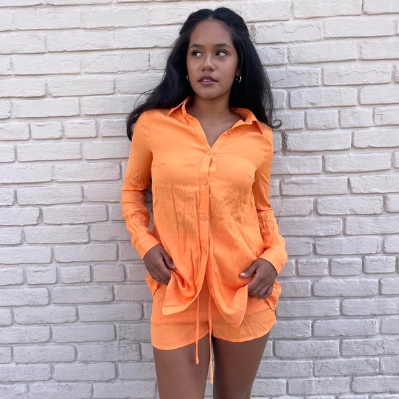 NWOT princess polly matching orange summer set sz 2 - Picture 1 of 6